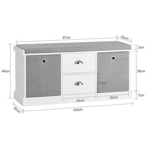 Sobuy Storage Bench Padlow koos kiudlauaga hall FSR66-HG
