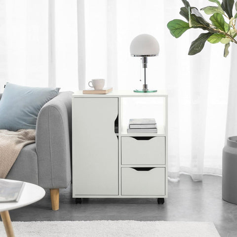 Sobuy kohvilaud ratastega valge FBT105-W